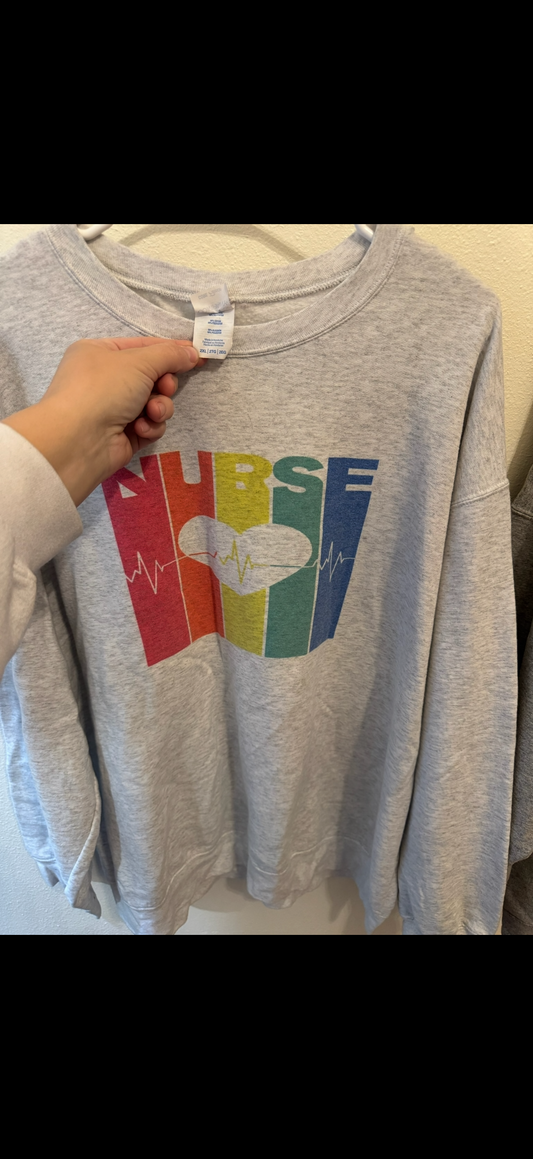 Ash 2XL Nurse Rainbow Colored Sweatshirt