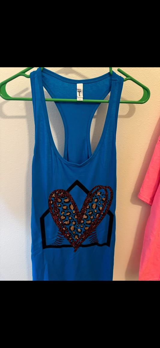 Blue 2XL Softball Tank Top
