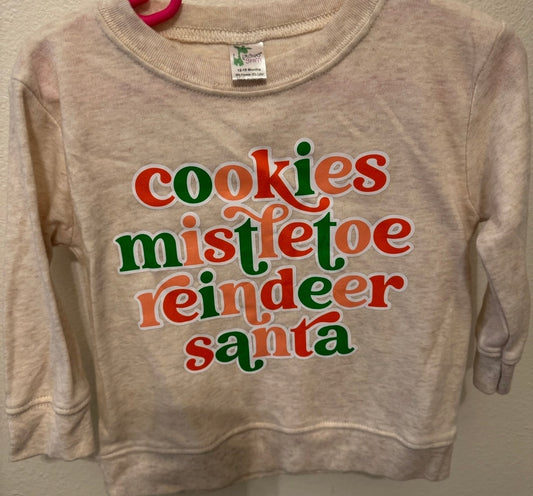 Sand 12-18 months Cookies, Mistletoe, Reindeer Sweatshirt