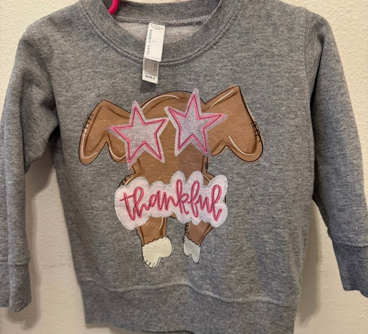 Sport Gray 2T Turkey with Pink Stars Sweatshirt