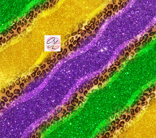 Custom Glitter Leopard Mardi Gras
