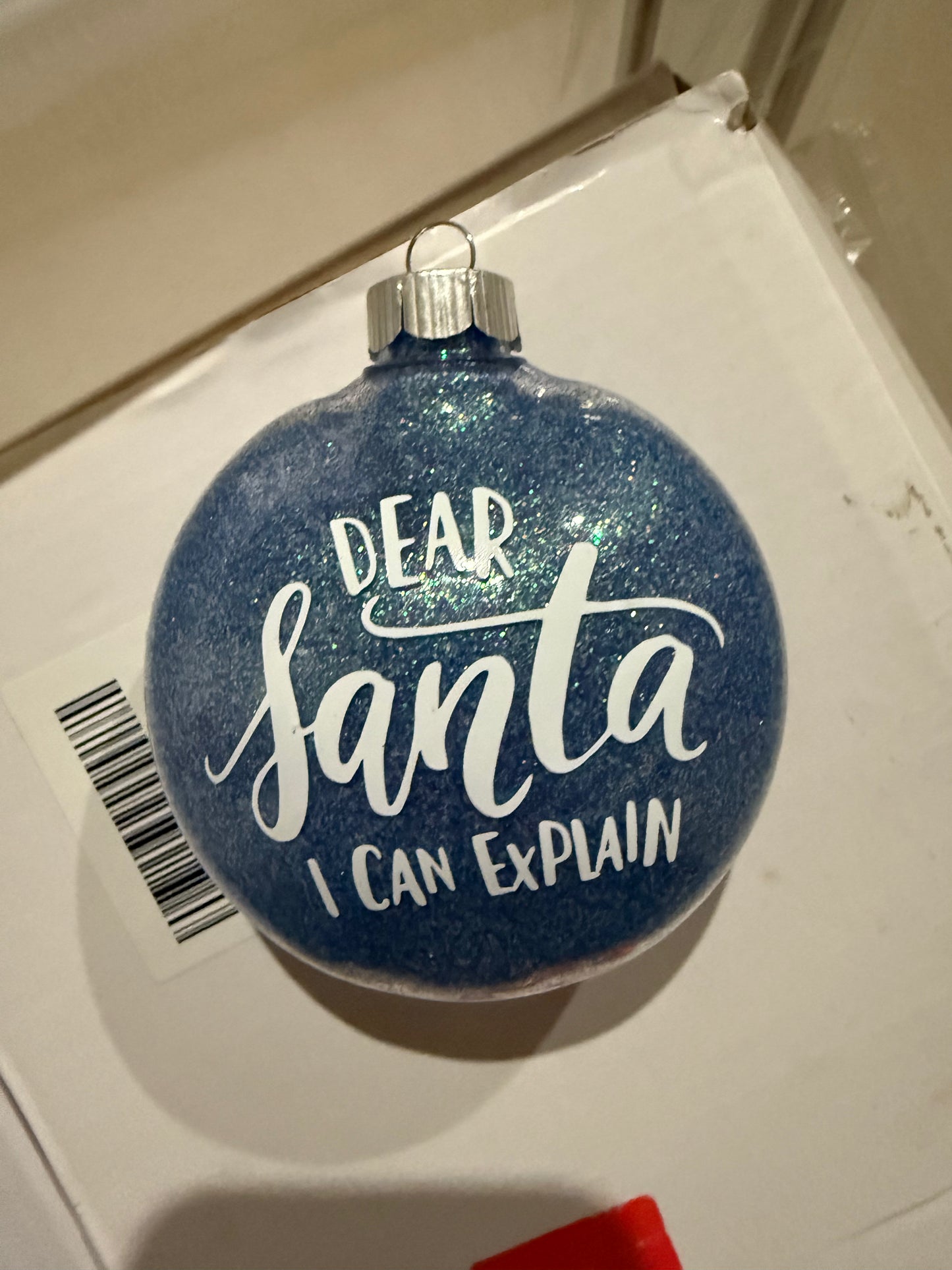 Blue Dear Santa Ornament