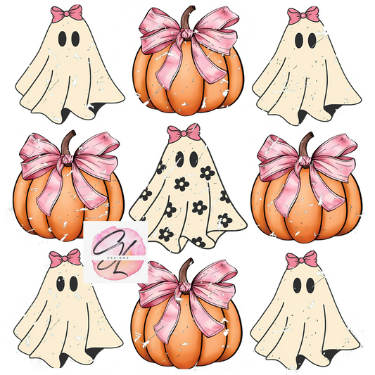 Retro Ghost and Pumpkins